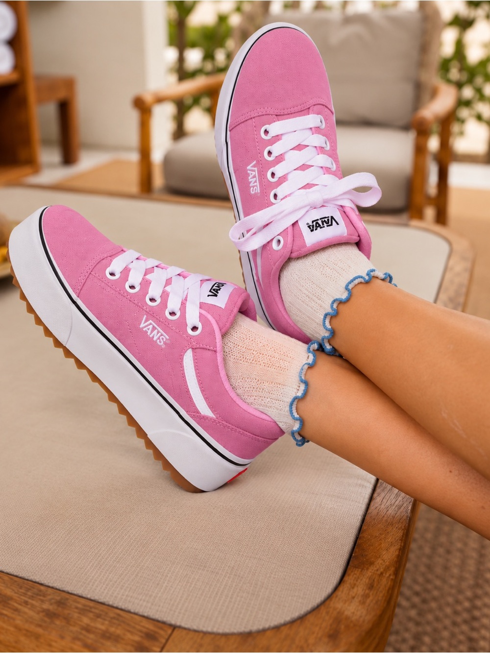 Vans Pink Platform Lace-Up Women's Sneakers